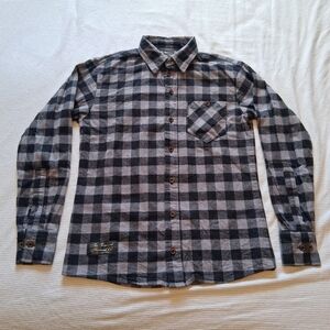 Vermont Flannel Company Black & Grey Buffalo Check Longsleeve Shirt Adult Medium